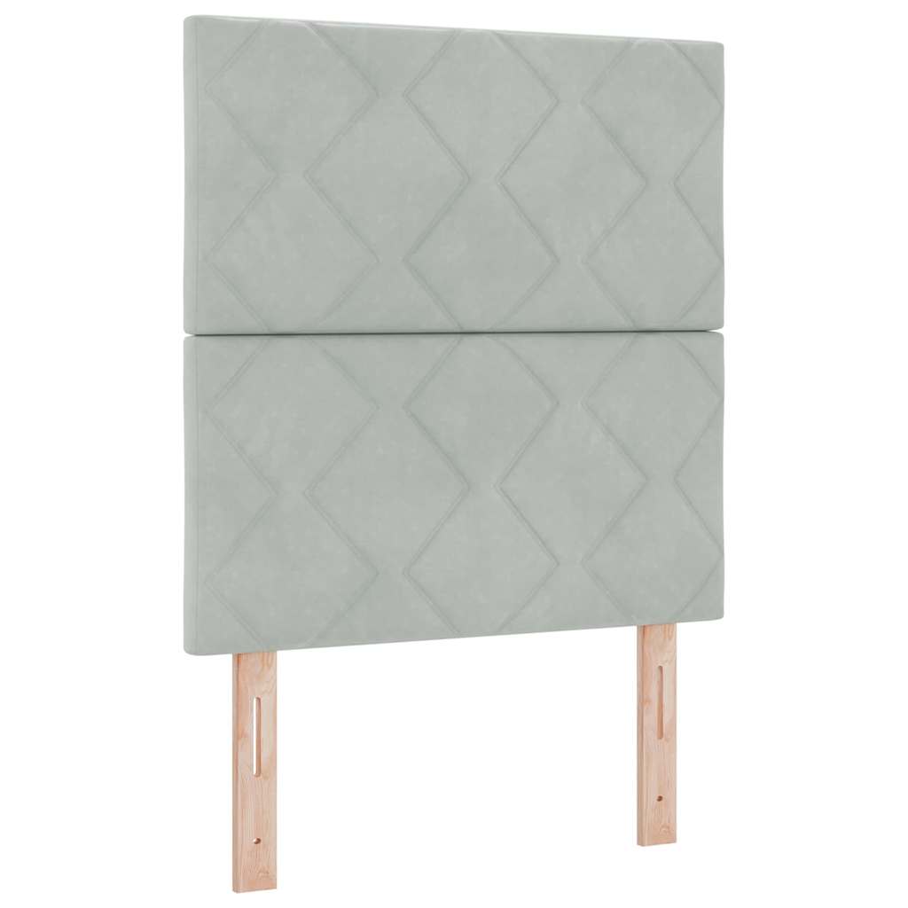 LED dėžės spyruoklinė lova su čiužiniu Geometric Šviesiai pilka