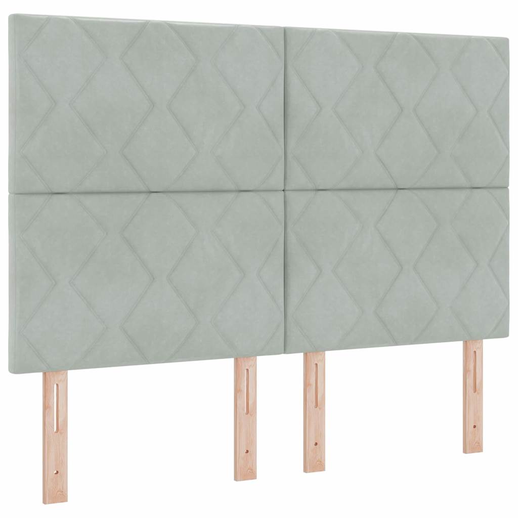 LED dėžės spyruoklinė lova su čiužiniu Geometric Šviesiai pilka