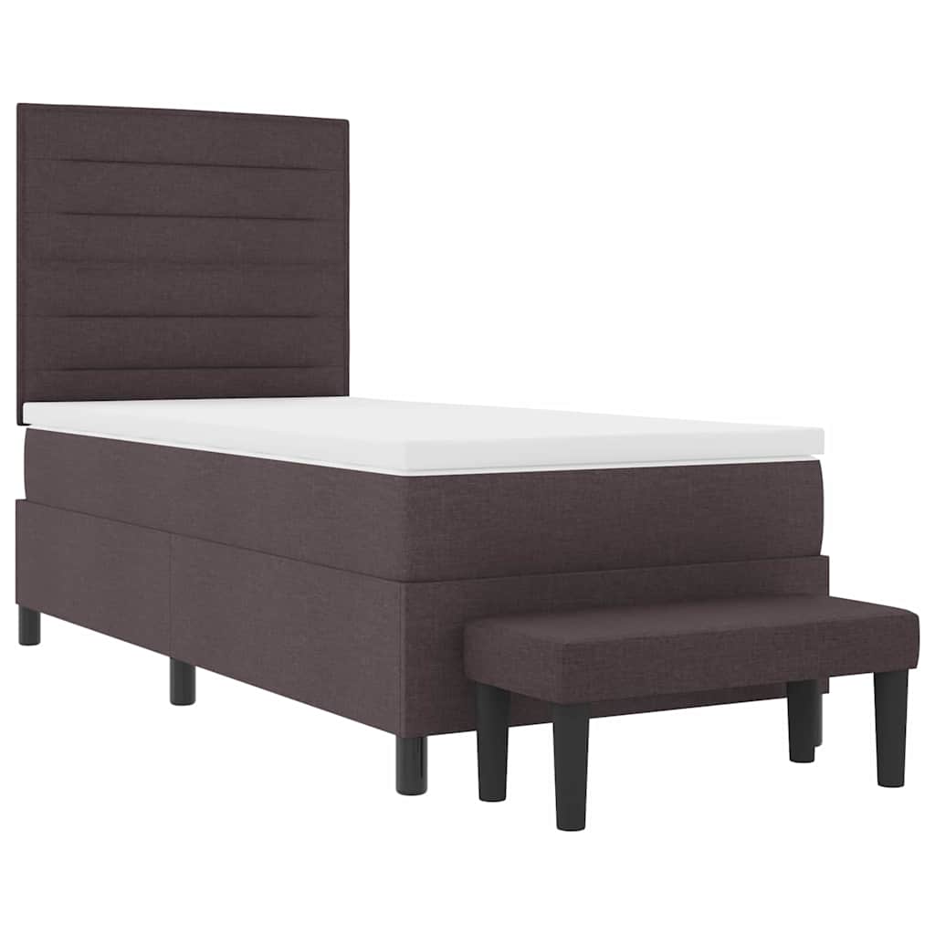 Kiemas lova su čiužiniu Tamsiai ruda 90 x 200 cm audinys