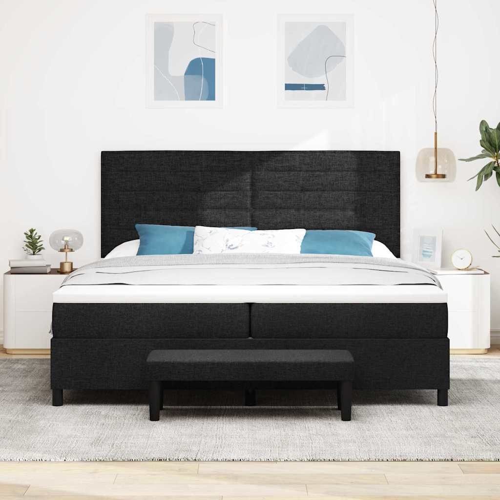 Kiemas lova su čiužiniu Juoda 200 x 200 cm audinys