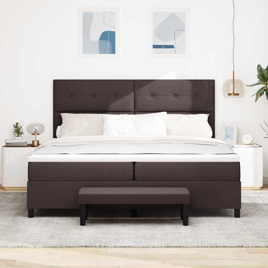 Kiemas lova su čiužiniu Tamsiai rudas 200 x 200 cm audinys