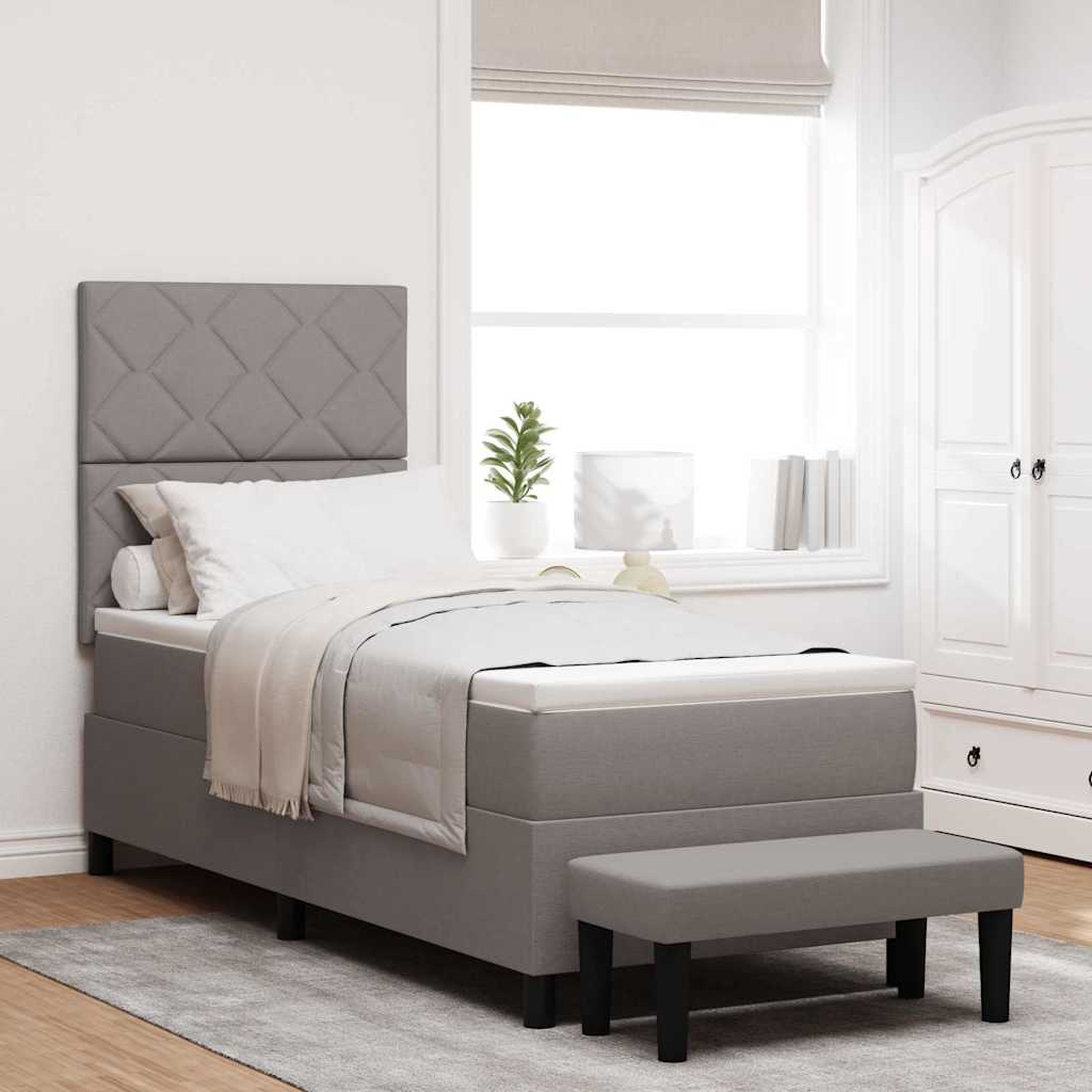 Kiemas lova su čiužiniu su galvūgalio Taupe 80 x 200 cm audinys