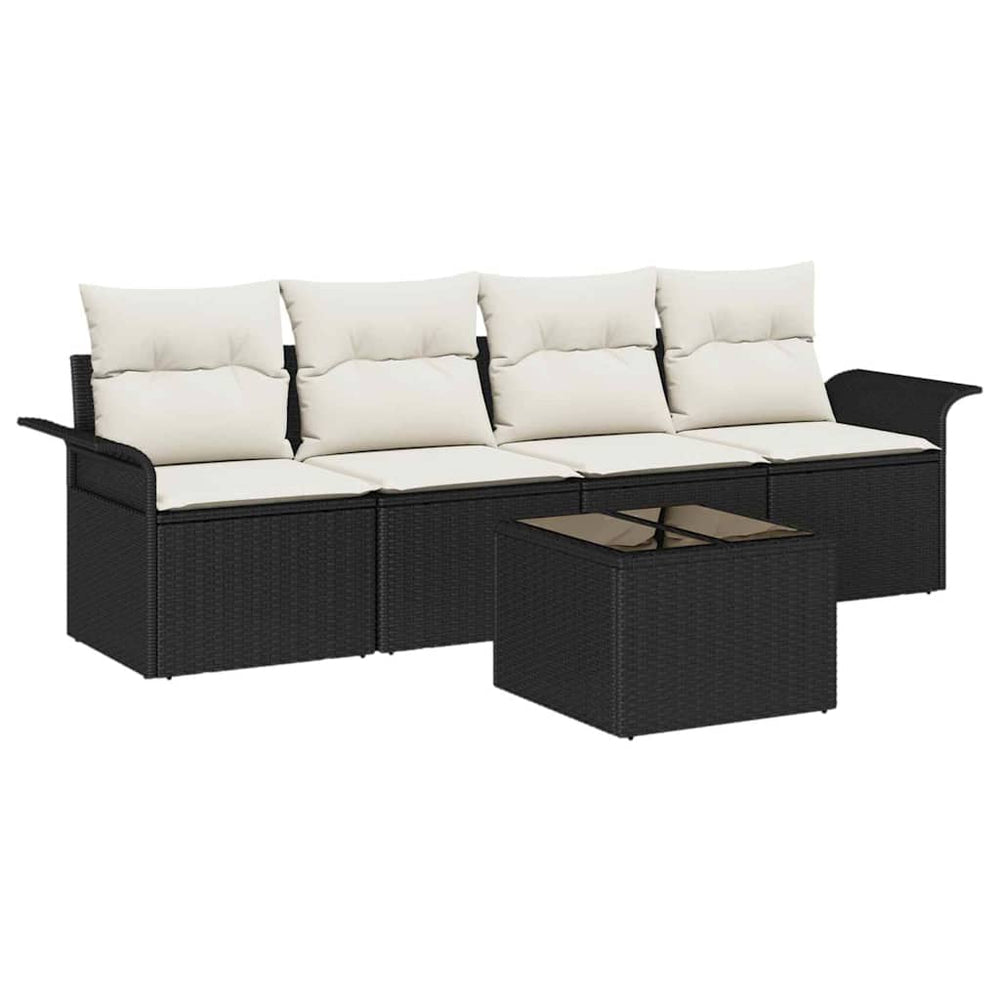 5-piece garden sofa set with black cushions