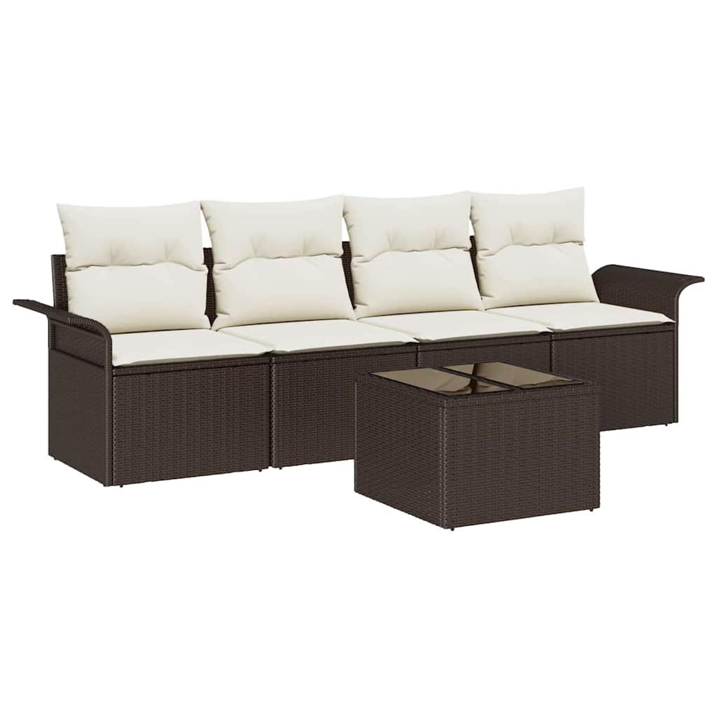 5-piece garden sofa set with brown cushions