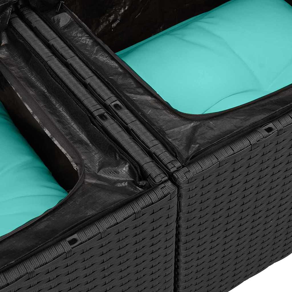 Sodo Sofų Rinkinys su pagalve 6 pcs Juoda ir turkio poliratanas