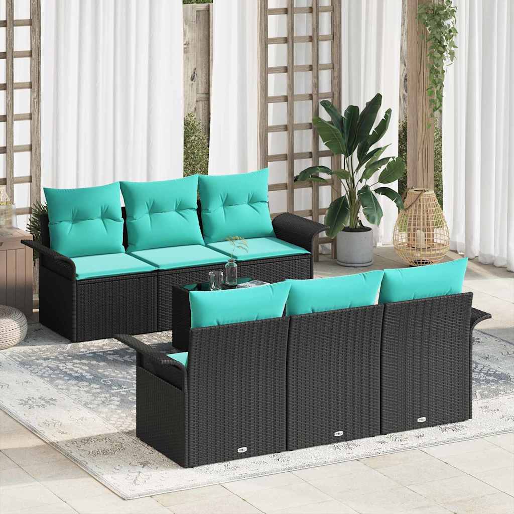 Sodo Sofų Rinkinys su pagalve su saugykla 7 pcs Juoda ir turkio