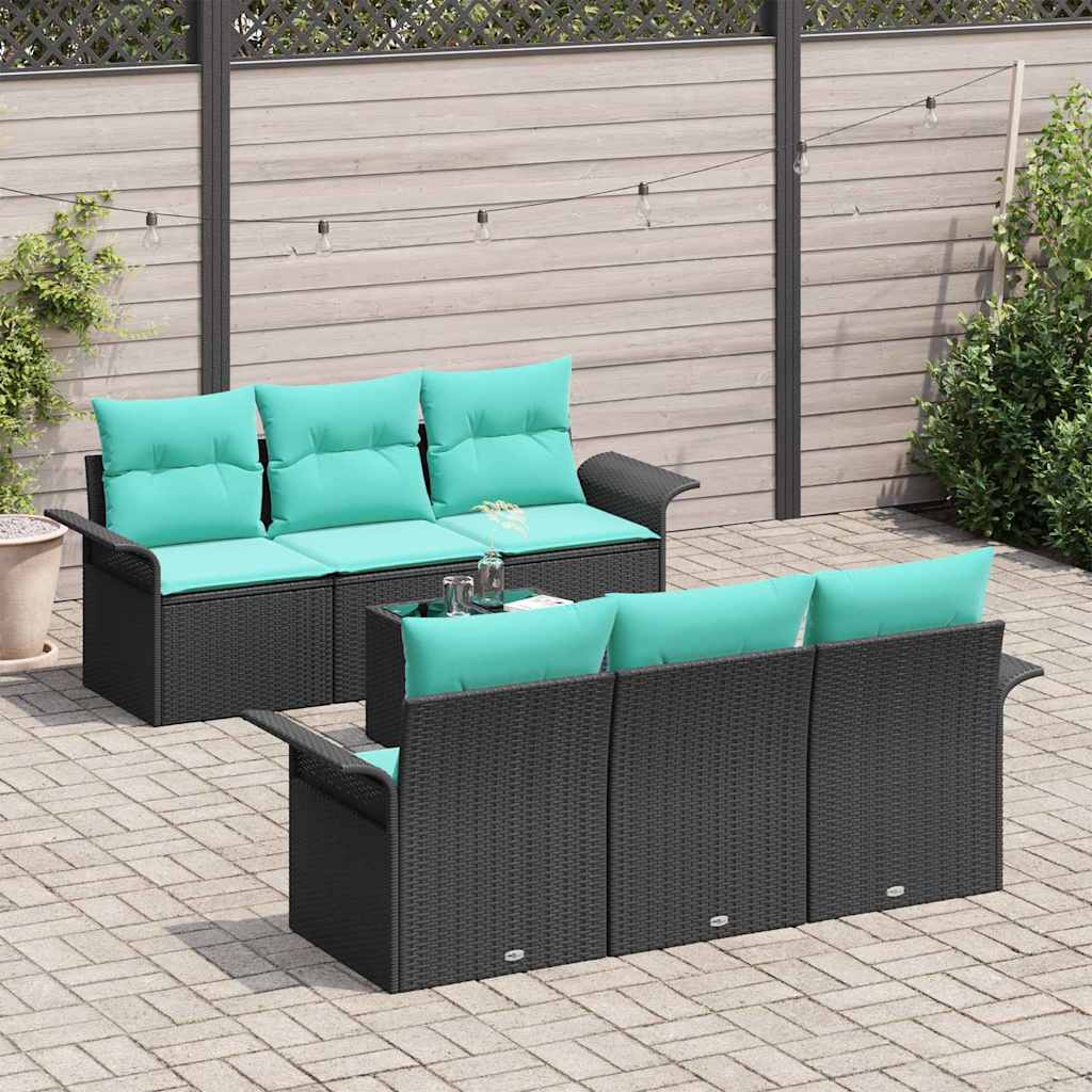 Sodo Sofų Rinkinys su pagalve su saugykla 7 pcs Juoda ir turkio