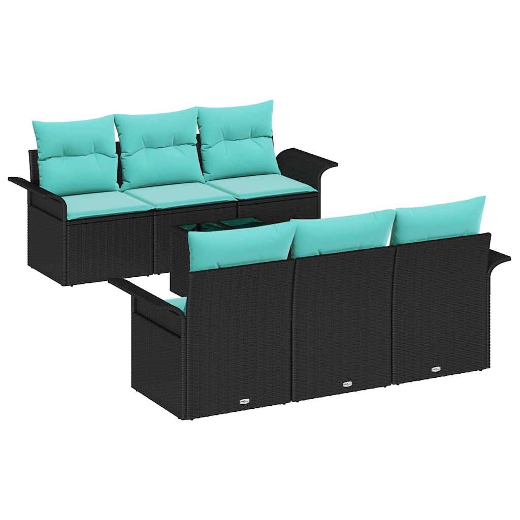 Sodo Sofų Rinkinys su pagalve su saugykla 7 pcs Juoda ir turkio