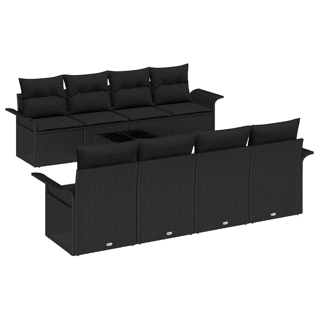 Sodo Sofų Rinkinys su pagalve 9 pcs Juoda 55 x 55 x 37 cm