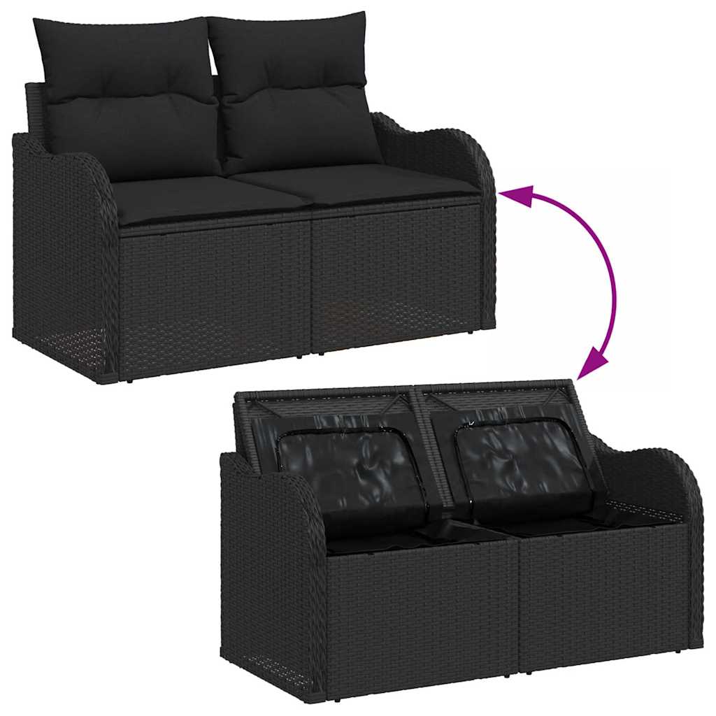 Garden Sofa Set with Cushions 6 pcs Black 55 x 55 x 37 cm