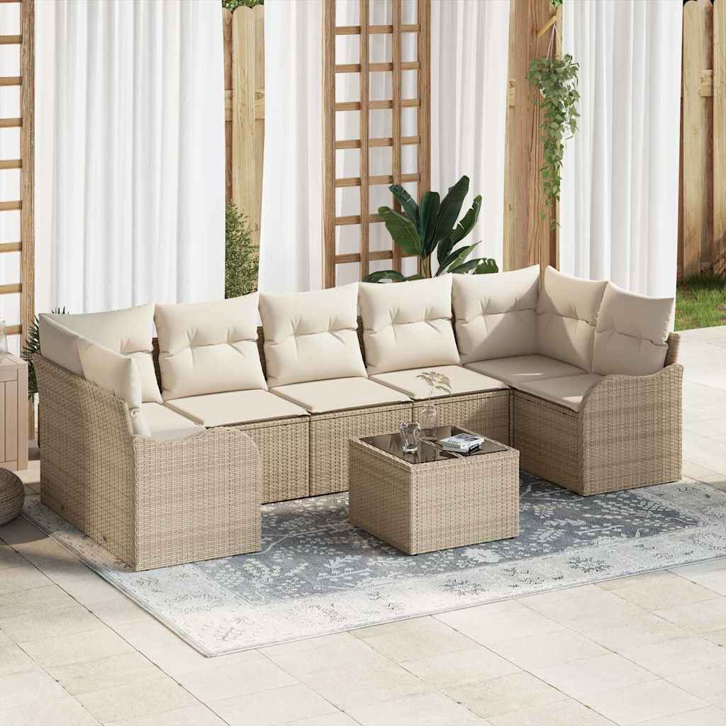 Sodo Sofų Rinkinys su pagalve 8 pcs Bežinė ir kreminė