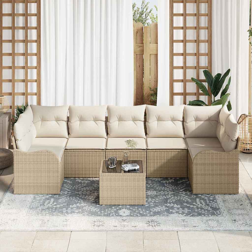 Sodo Sofų Rinkinys su pagalve 8 pcs Bežinė ir kreminė