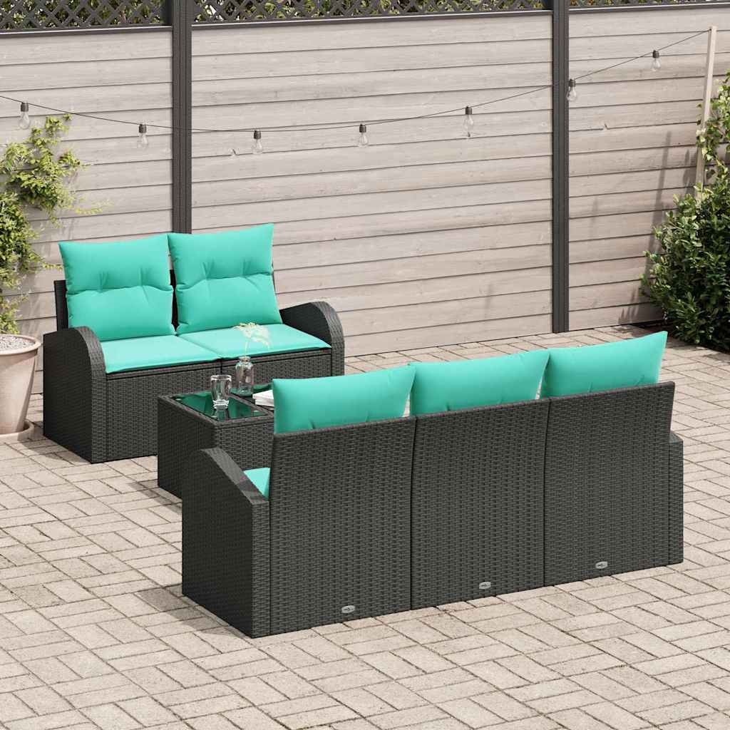 Sodo Sofų Rinkinys su pagalve su saugykla 6 pcs Juoda ir turkio