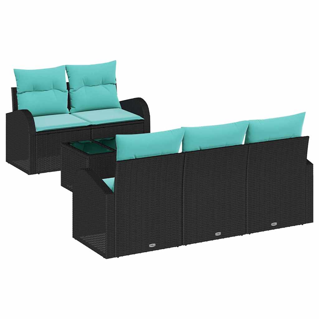 Sodo Sofų Rinkinys su pagalve su saugykla 6 pcs Juoda ir turkio
