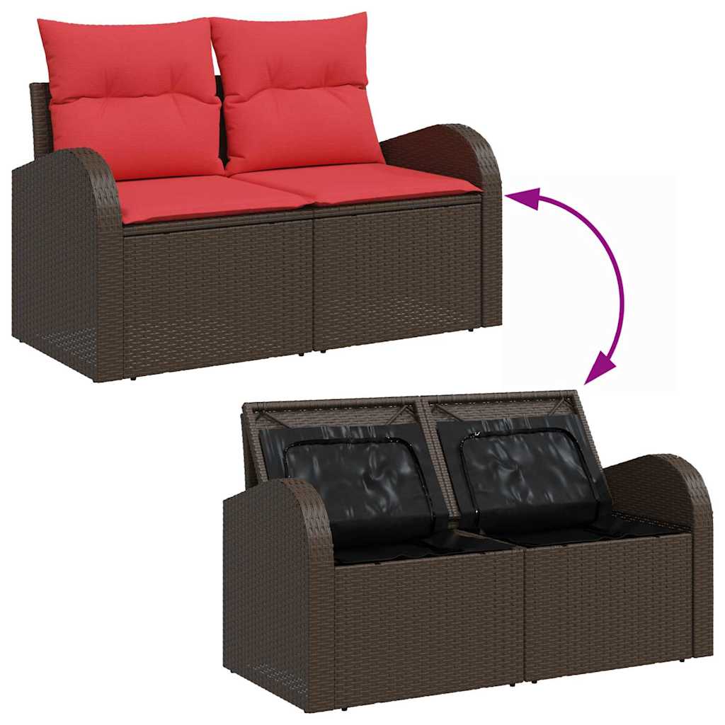 Sodo Sofų Rinkinys 7 pcs Bežinė ir raudona poliratanas