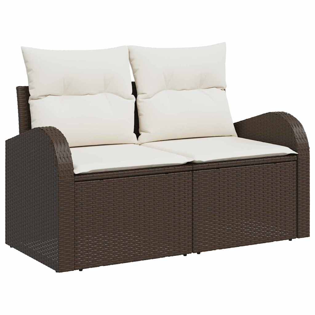 10 dalių sodinė sofa su pagalvėlėmis, ruda, polirataninė