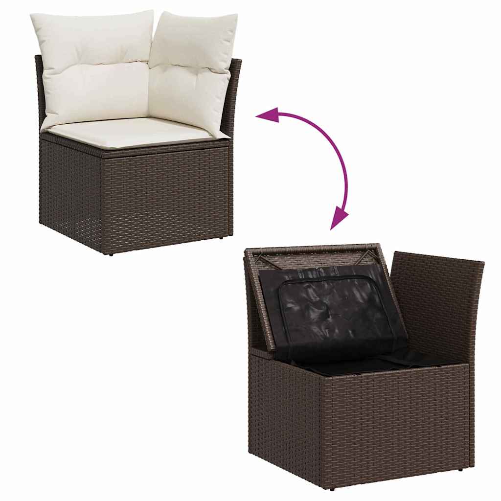 10 dalių sodinė sofa su pagalvėlėmis, ruda, polirataninė