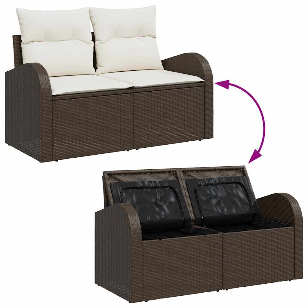 10 dalių sodinė sofa su pagalvėlėmis, ruda, polirataninė