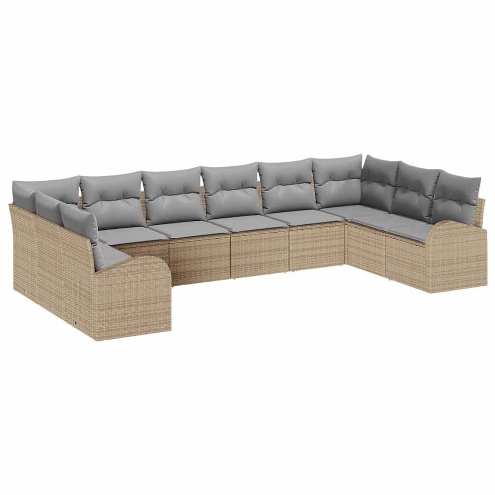 10-piece garden sofa set with beige cushions