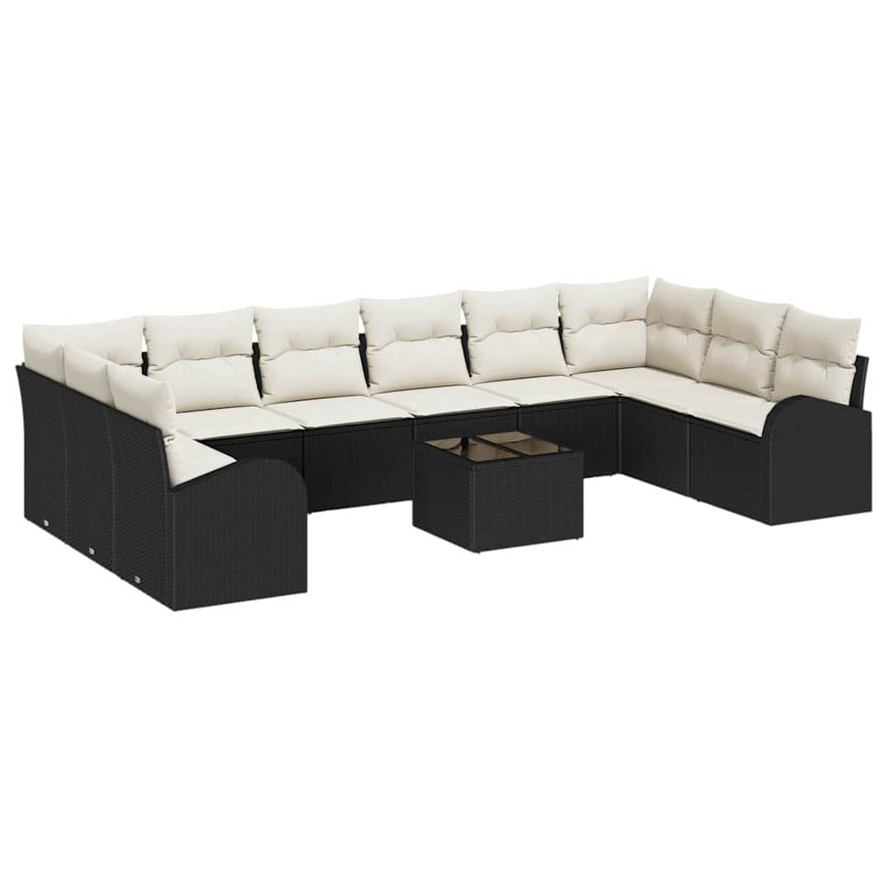 10-piece garden sofa set with brown polyester cushions.