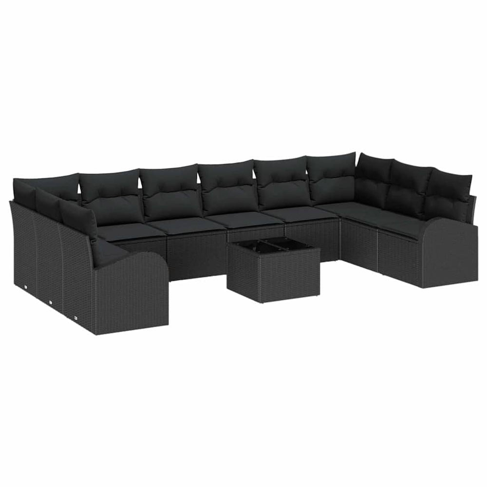 11-Piece Garden Sofa Set with Cushions Beige Poly Rattan