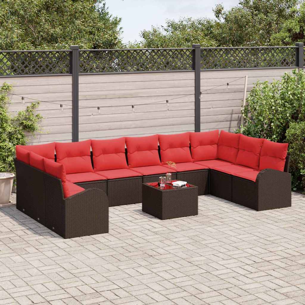 Sodo Sofų Rinkinys 11 pcs Ruda ir raudona poliratanas