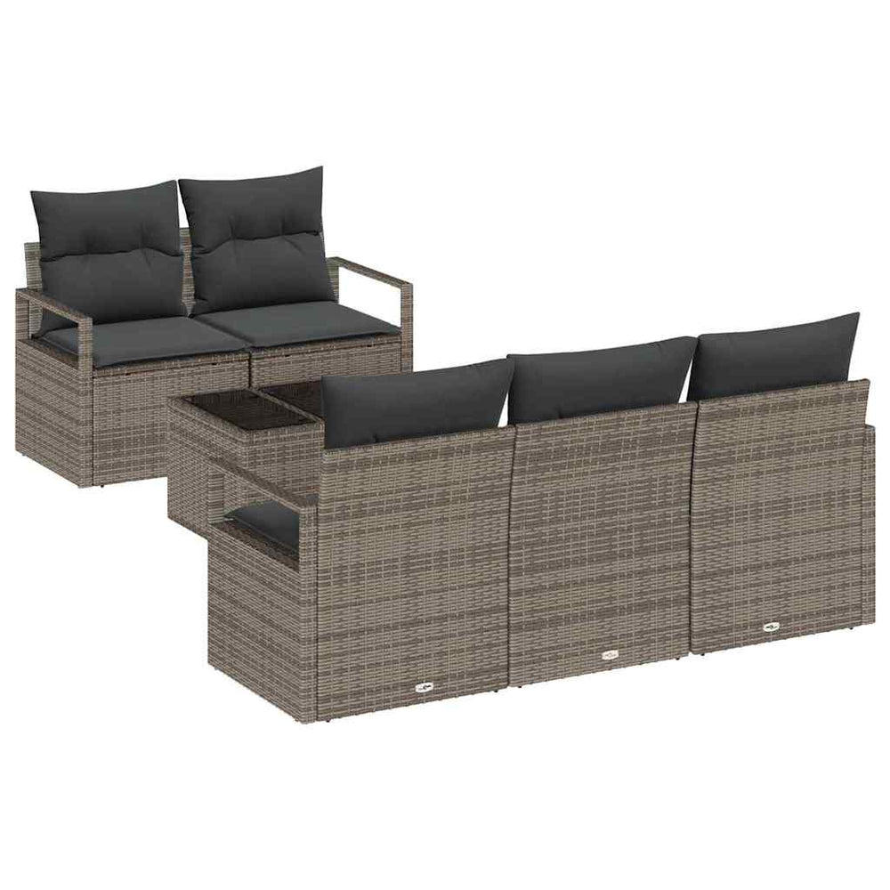 6 Piece Garden Sofa Set with Cushions, Grey