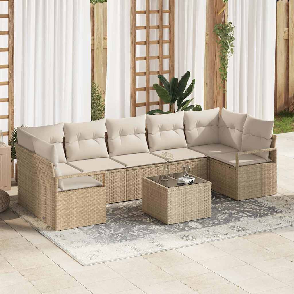 Sodo Sofų Rinkinys su pagalve 8 pcs Bežinė ir kreminė