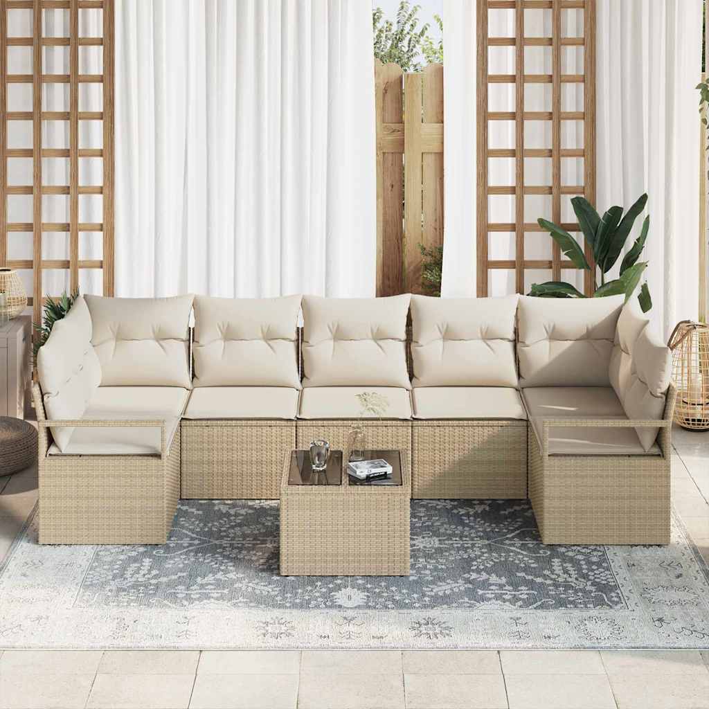 Sodo Sofų Rinkinys su pagalve 8 pcs Bežinė ir kreminė