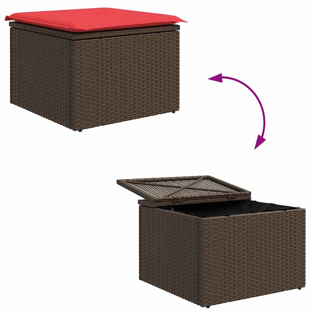 Sofos komplektas su pagalve 4 pcs Ruda ir raudona poliratanas