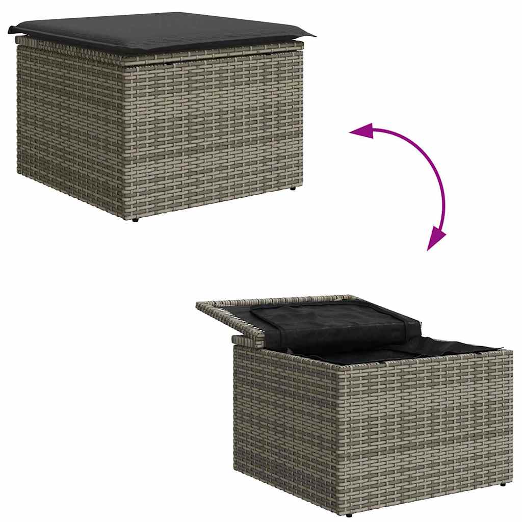 5 dalių sodo sofa komplektas su pagalvėm, pilkas poli ratanas