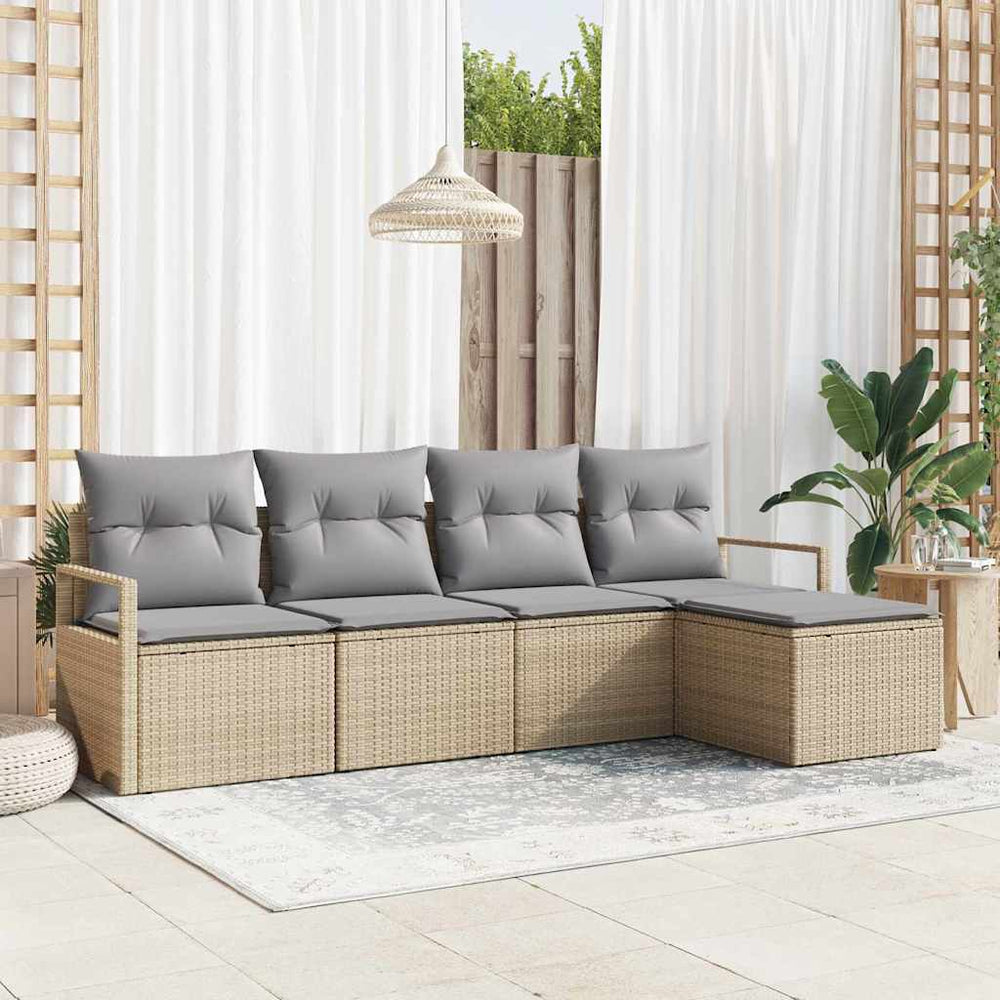 5 dalių sodas sofa rinkinys su pagalvėlėmis smėlio spalvos poli ratanas
