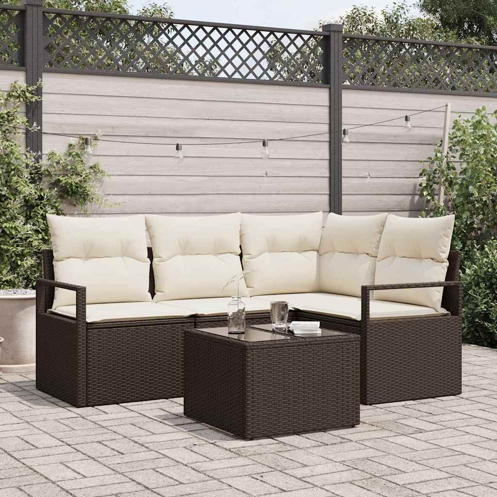 4-piece garden sofa set with cushions, grey poly rattan