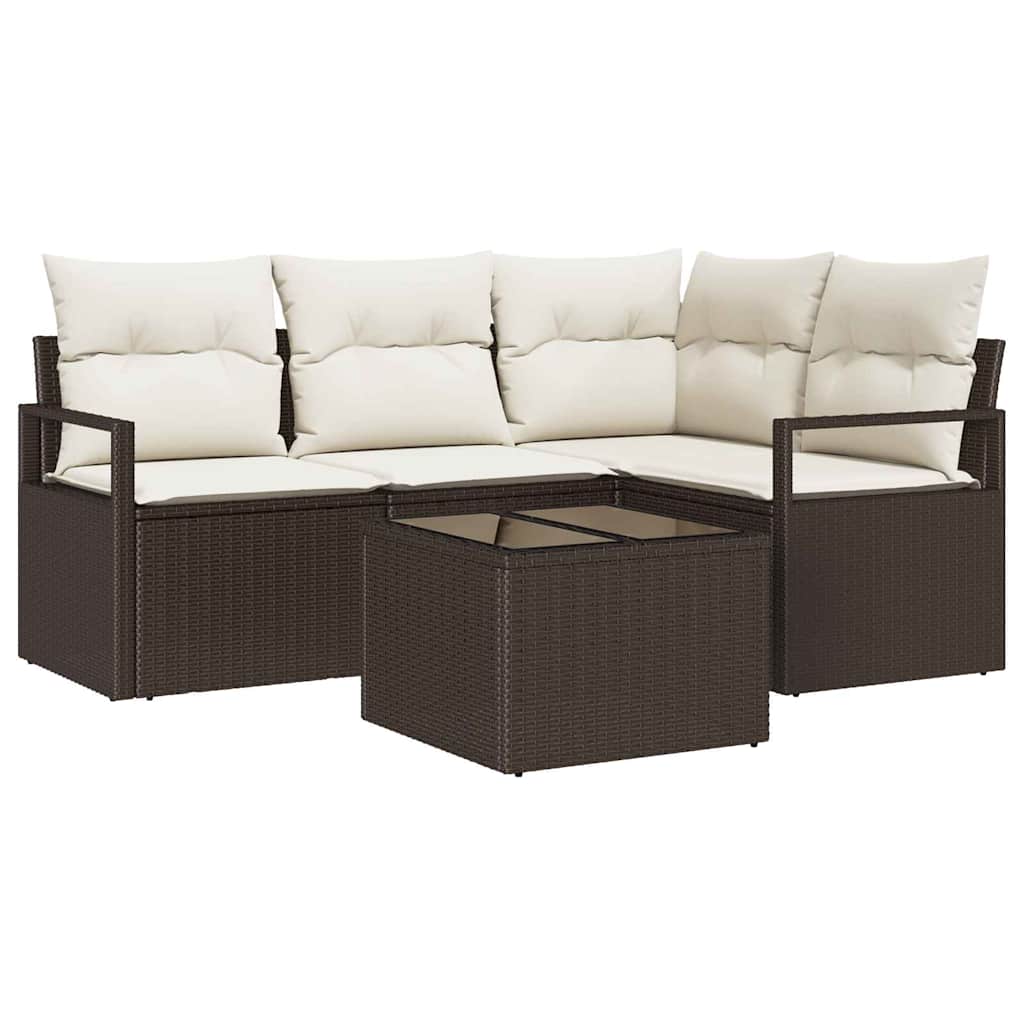4-piece garden sofa set with cushions, grey poly rattan