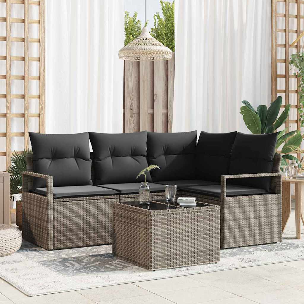 Outdoor Sofa Set with Storage Cushions 5 pcs Light Grey