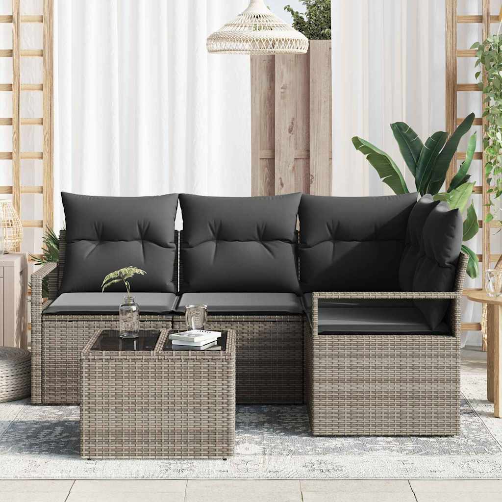 Outdoor Sofa Set with Storage Cushions 5 pcs Light Grey