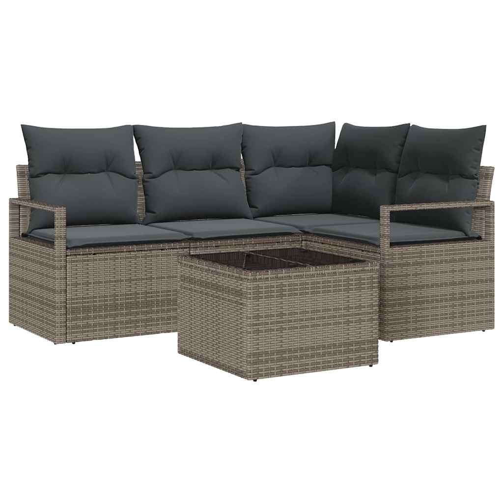 Outdoor Sofa Set with Storage Cushions 5 pcs Light Grey