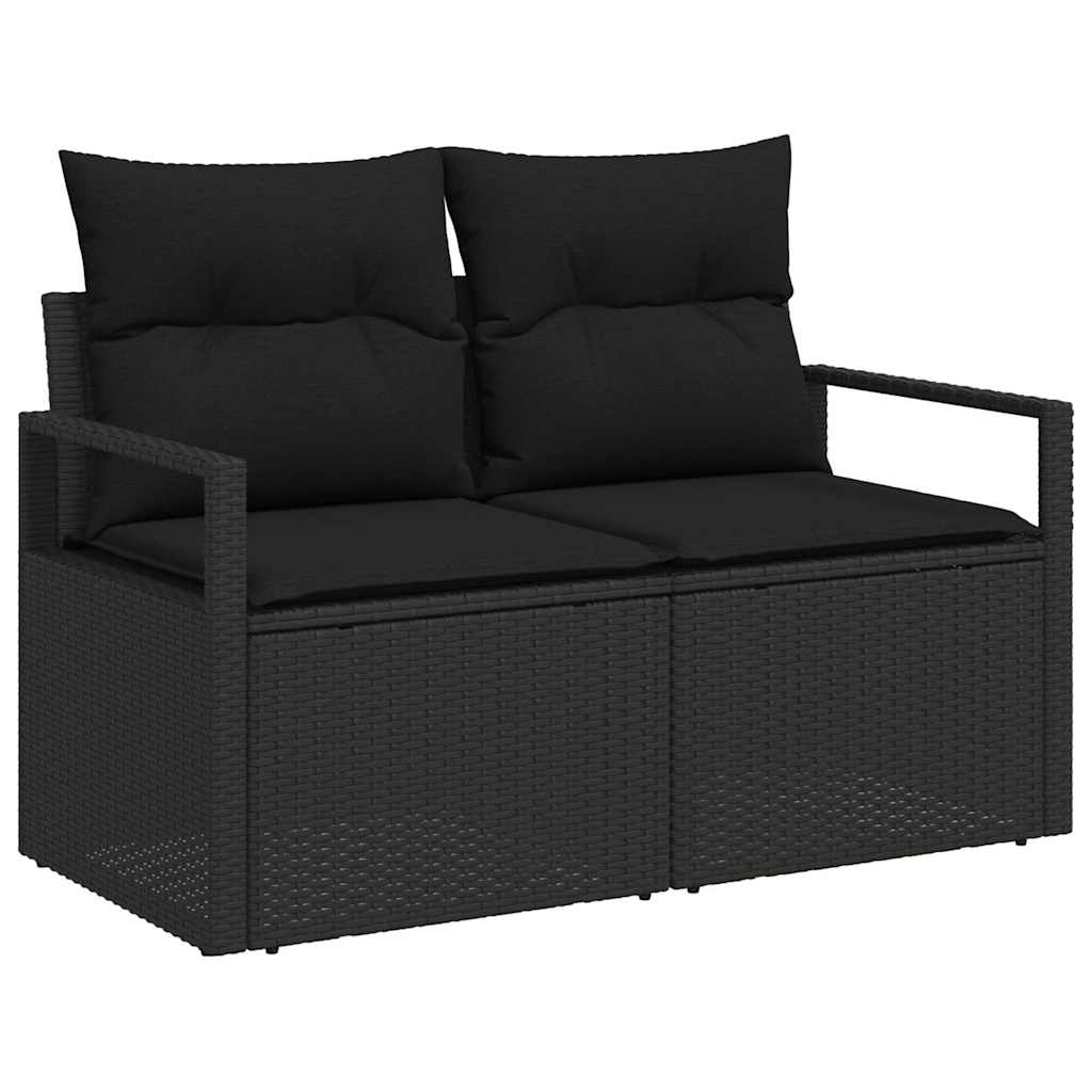 5-piece Patio Sofa Set with Cushion Storage Black Poly Rattan