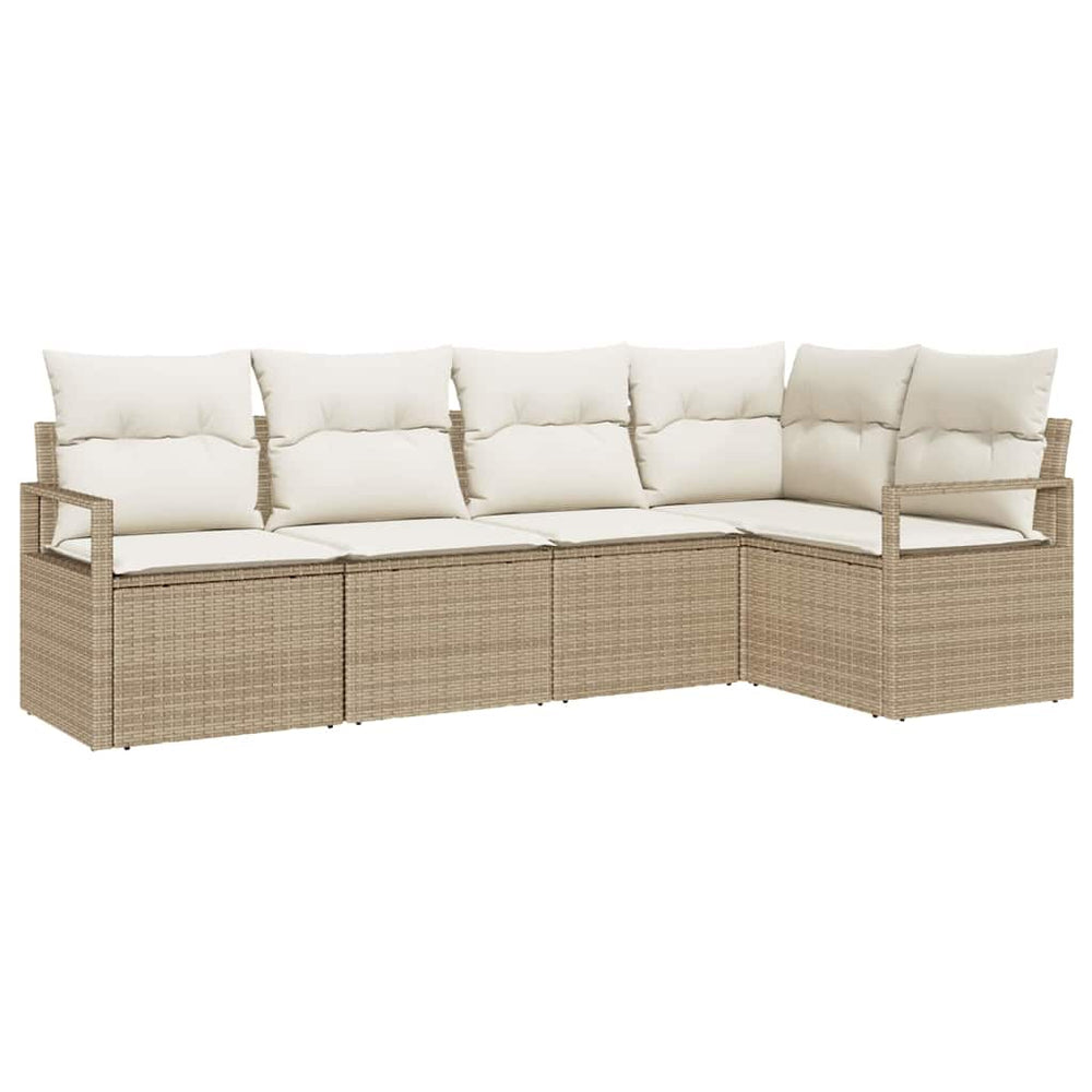 5 dalių sodo sofa rinkinys su pagalvėlėmis smėlio poli ratano