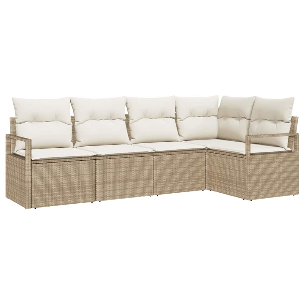 5 dalių sodo sofa rinkinys su pagalvėlėmis smėlio poli ratano