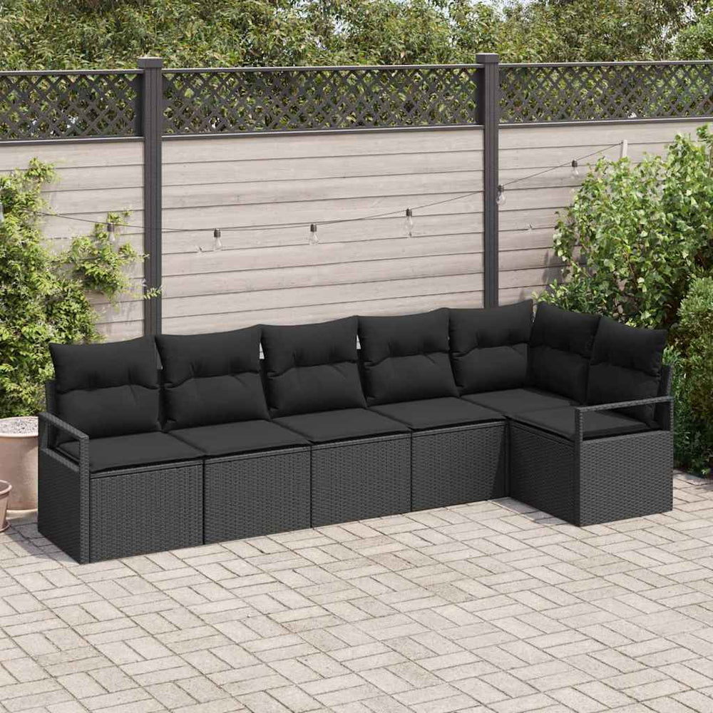 6 dalių sodo sofos komplektas su pagalvėm juoda poli rattan