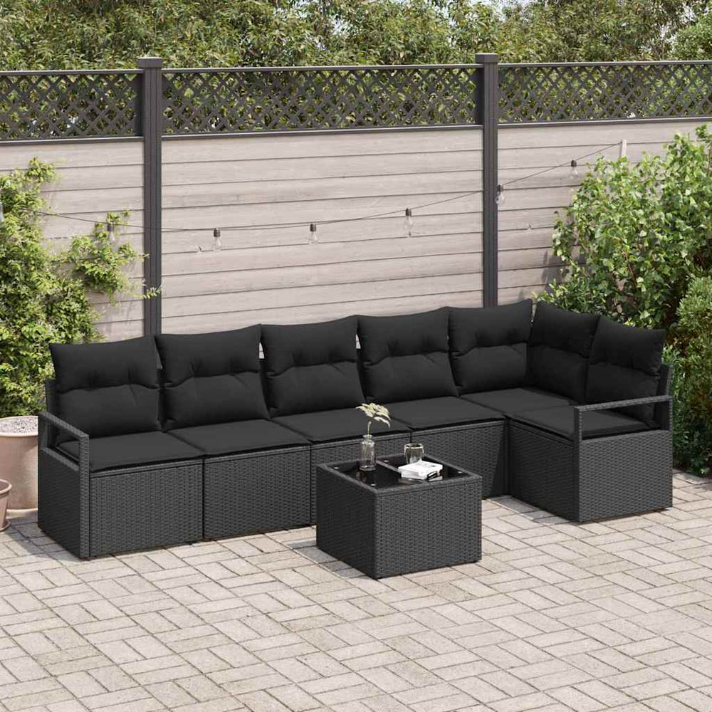7 dalių sodo sofa su pagalvėlėmis bežiniu poli rotangu