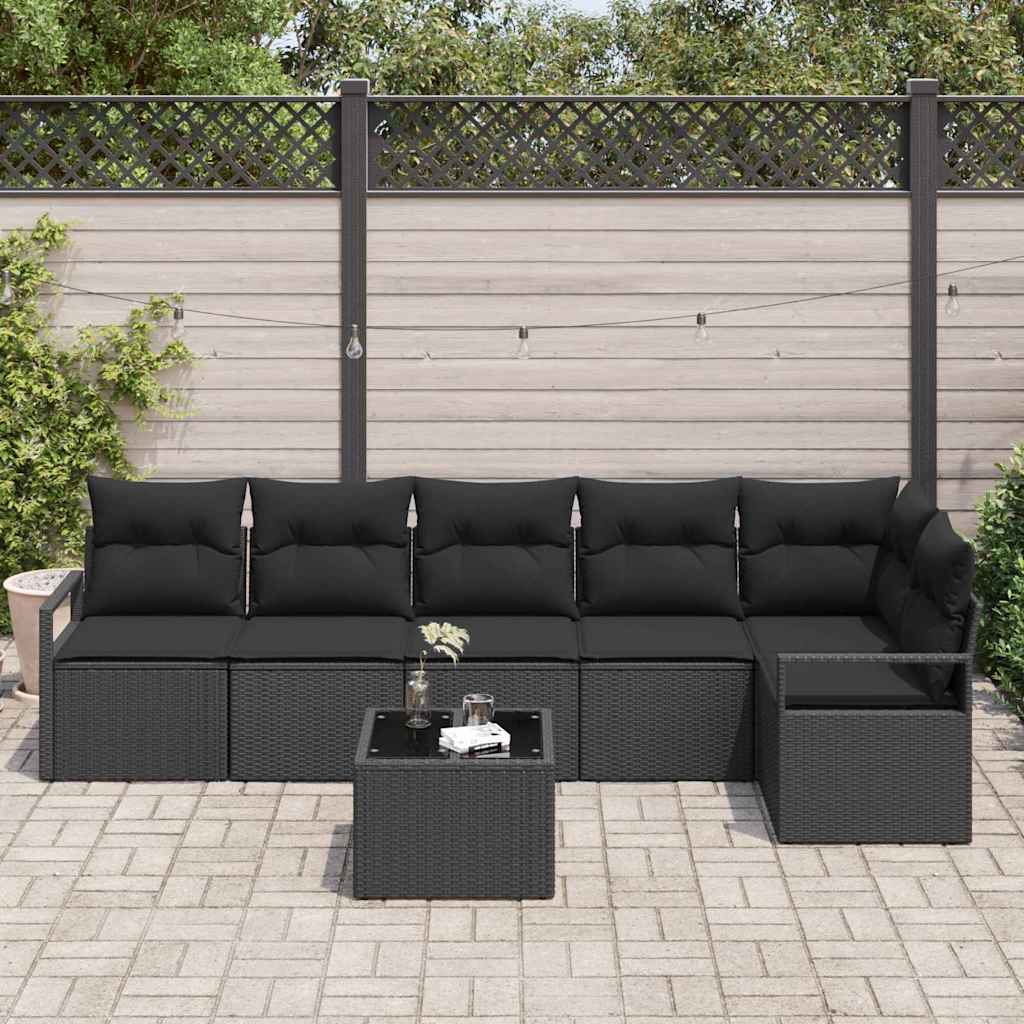 7 dalių sodo sofa su pagalvėlėmis bežiniu poli rotangu