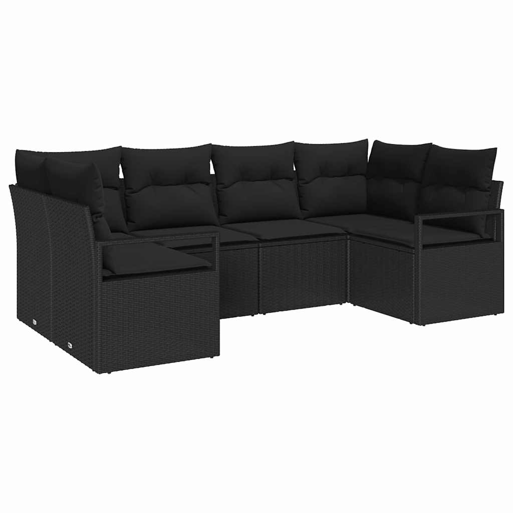 Sodo Sofų Rinkinys su pagalve 6 pcs Juoda poliratanas