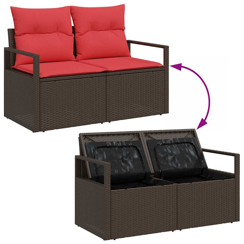 Sodo Sofų Rinkinys su pagalve 6 pcs Ruda ir raudona poliratanas