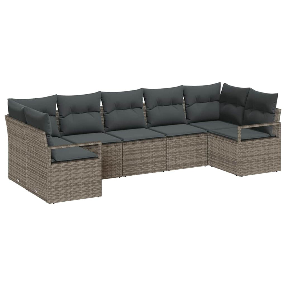 7-piece garden sofa set with cushions grey poly rattan