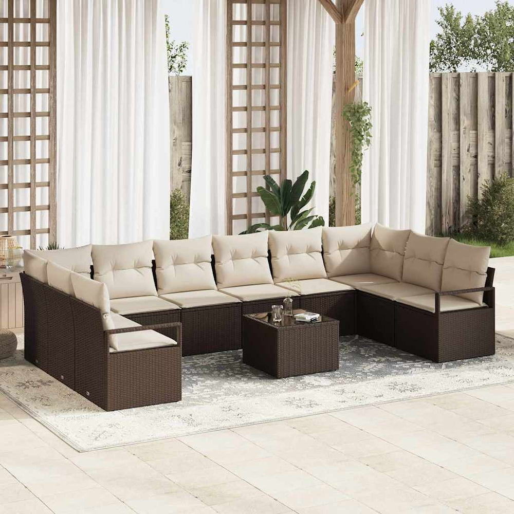 10 dalių sodinė sofa su pagalvėlėmis pilka poliratano