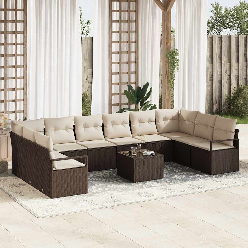 10 dalių sodinė sofa su pagalvėlėmis pilka poliratano