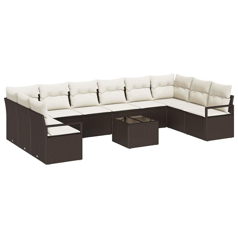 10-piece garden sofa with cushions grey poly rattan