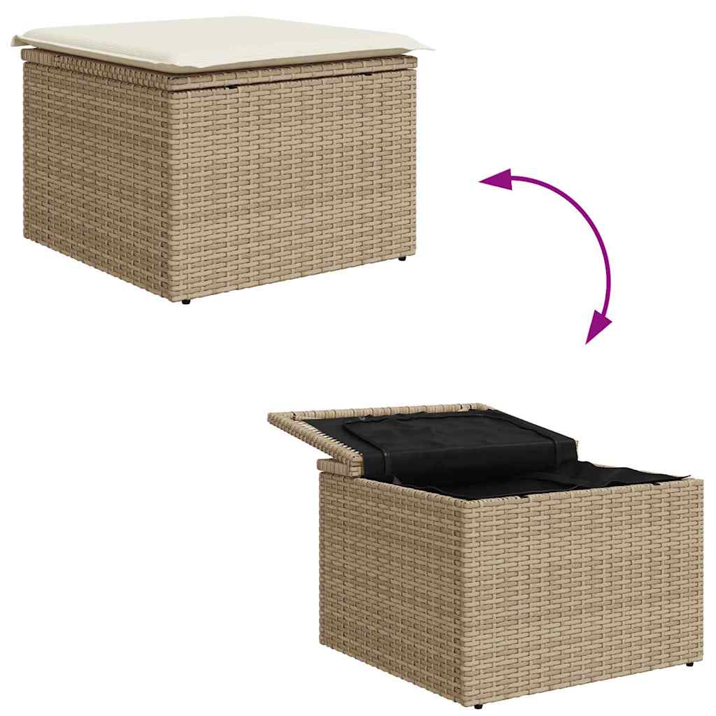 4 Vnt Sodo Sofų Rinkinys Su Pagalvėmis - Smėlio Poly Rattan